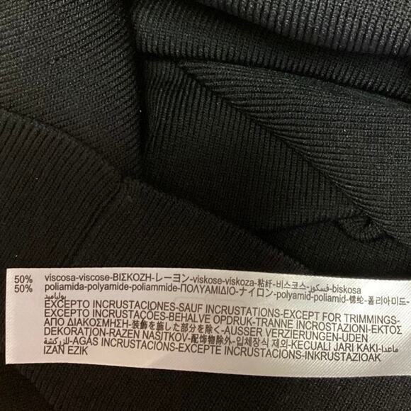 NEW Zara Black Cutout Waist Gold Chain Long Sleeve Midi Sweater Bodycon Dress L - Picture 9 of 9